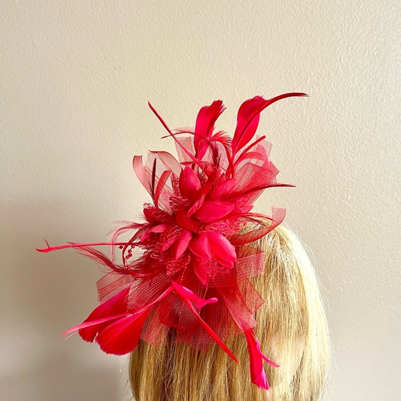 Elegant Red Fascinator Headband